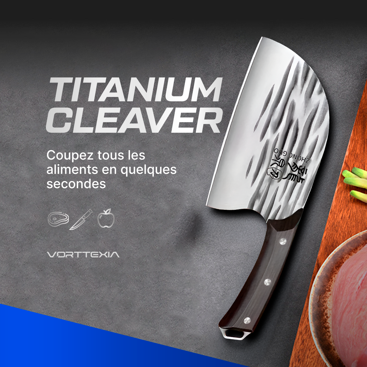 Titanium Cleaver - Couperet Professionnel forgé à la Main