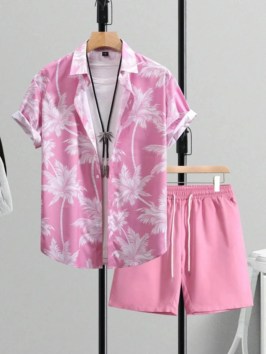 Ensemble hawaïen homme Palme Ardente