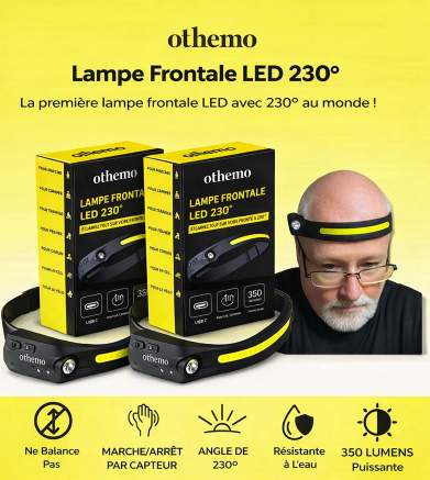 Othemo® 230° – Lampe frontale rechargeable avec capteur de mouvement