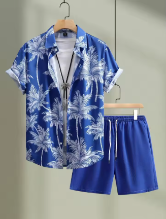 Ensemble hawaïen homme Palme Ardente