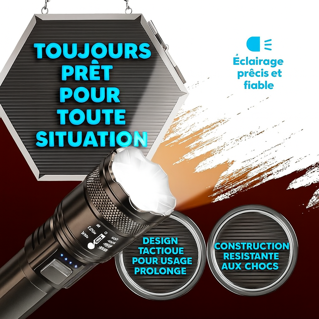 LumenX Pro™ - Lampe Torche Tactique – 20 000 Lumens
