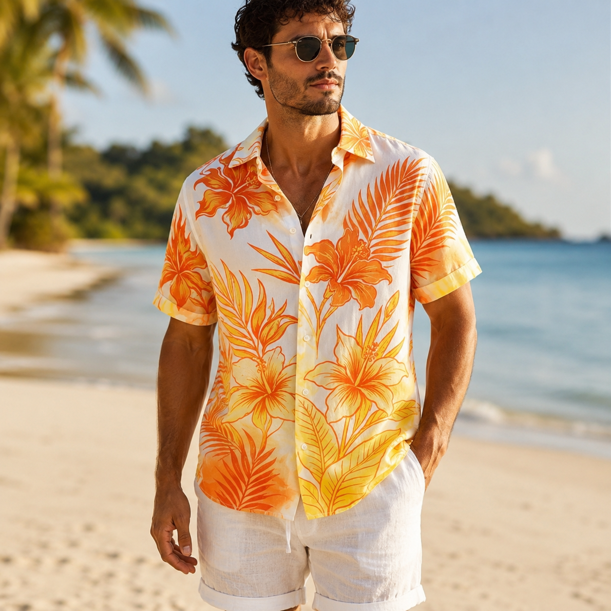 Chemise hawaïenne homme Fleur du Pacifique