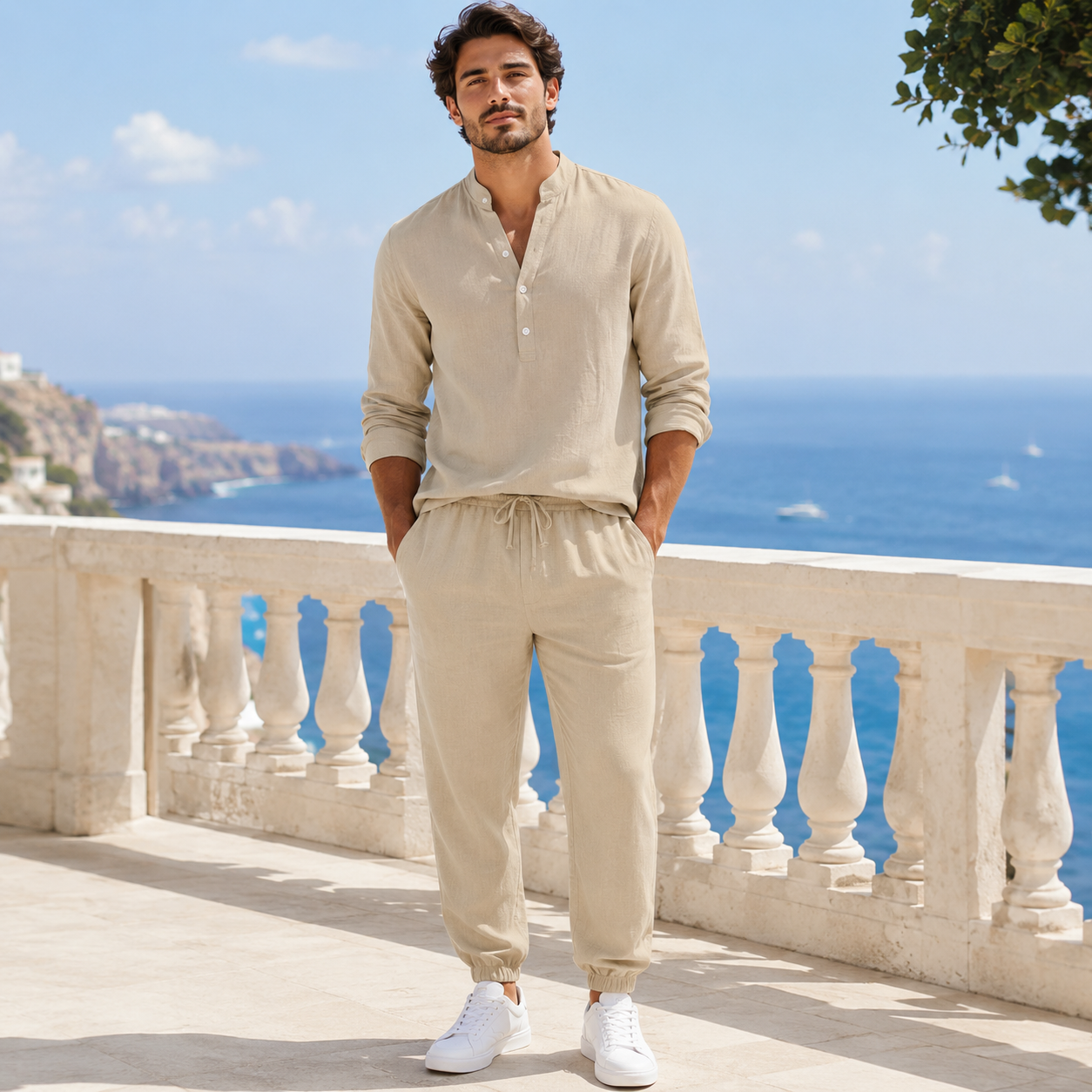 Ensemble en lin homme Blanc Éternel