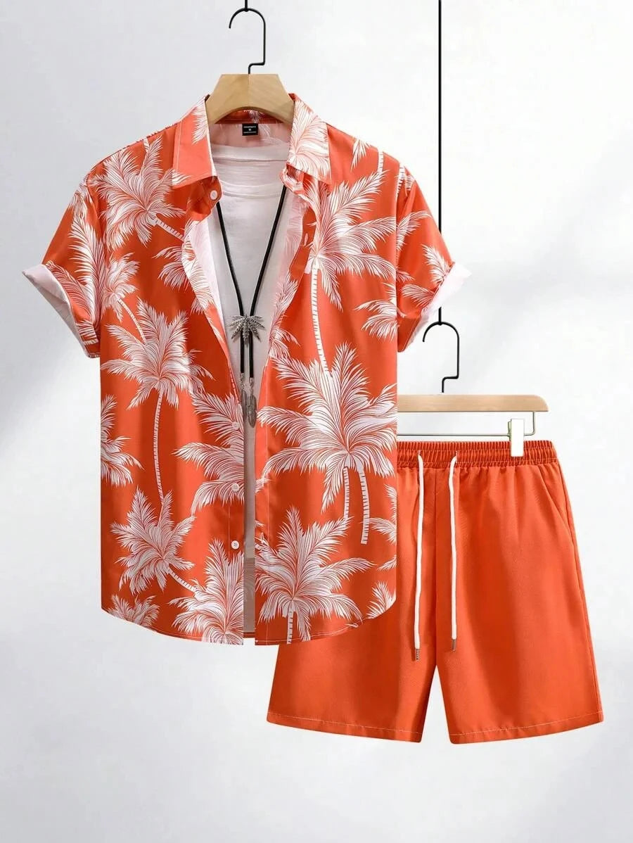 Ensemble hawaïen homme Palme Ardente
