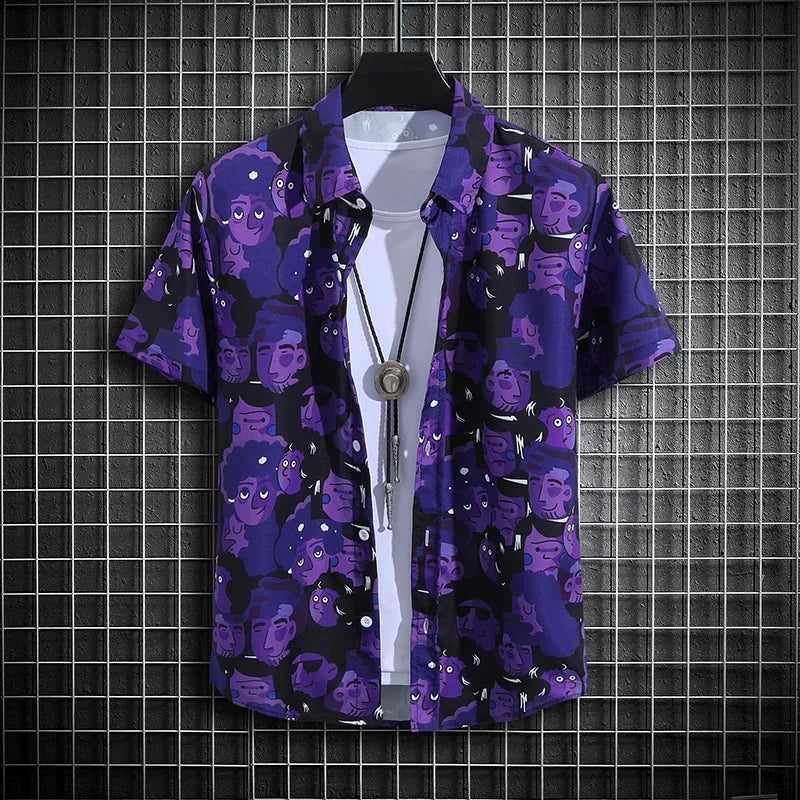 Chemise hawaïenne homme Indigo Feuillage